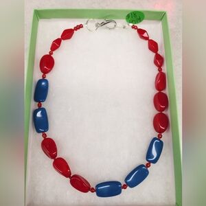 Red and Blue Beaded Necklace